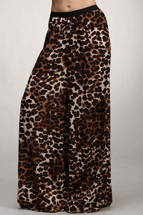 Animal Print Wide Leg Pants