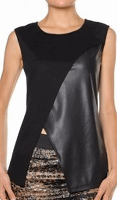 Leather Detail Top