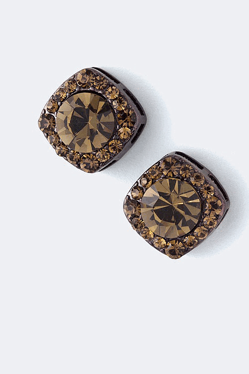 Chocolate Crystal Stud Earrings