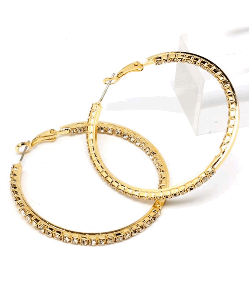 Crystal Stud Hoop Earring