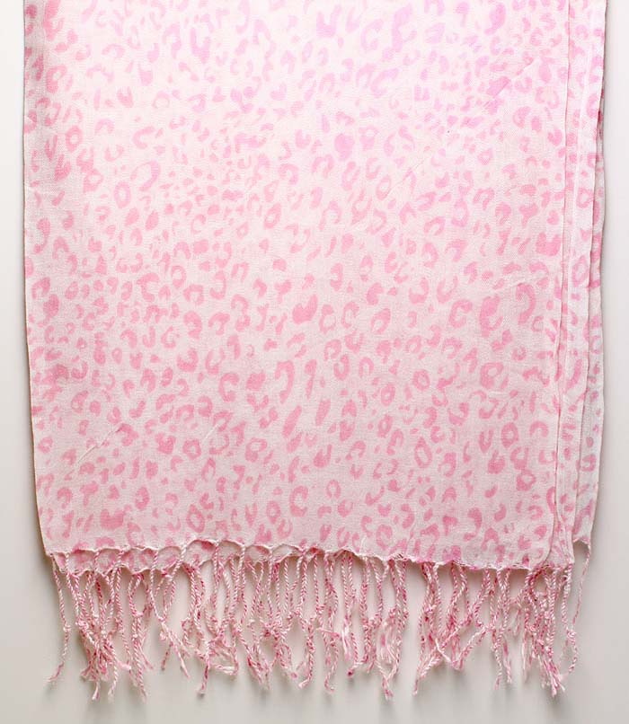 Pink Leopard Print Scarf
