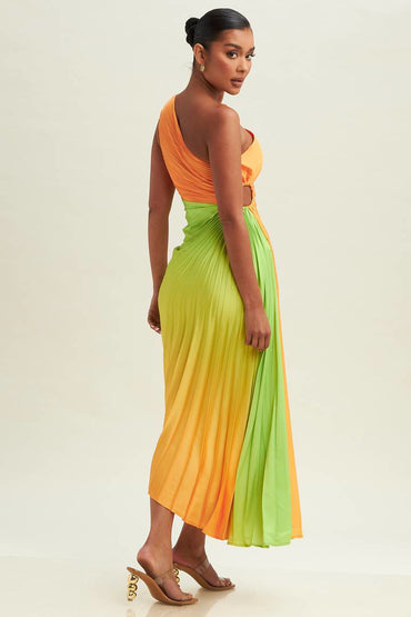 Ombre Pleated Midi Dress