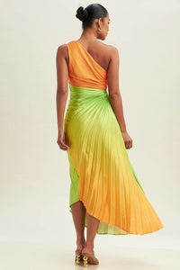 Ombre Pleated Midi Dress