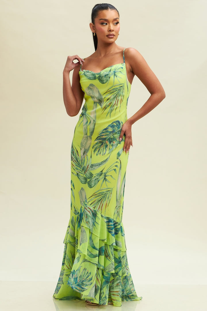 Tropical Leaf Maxi Dress