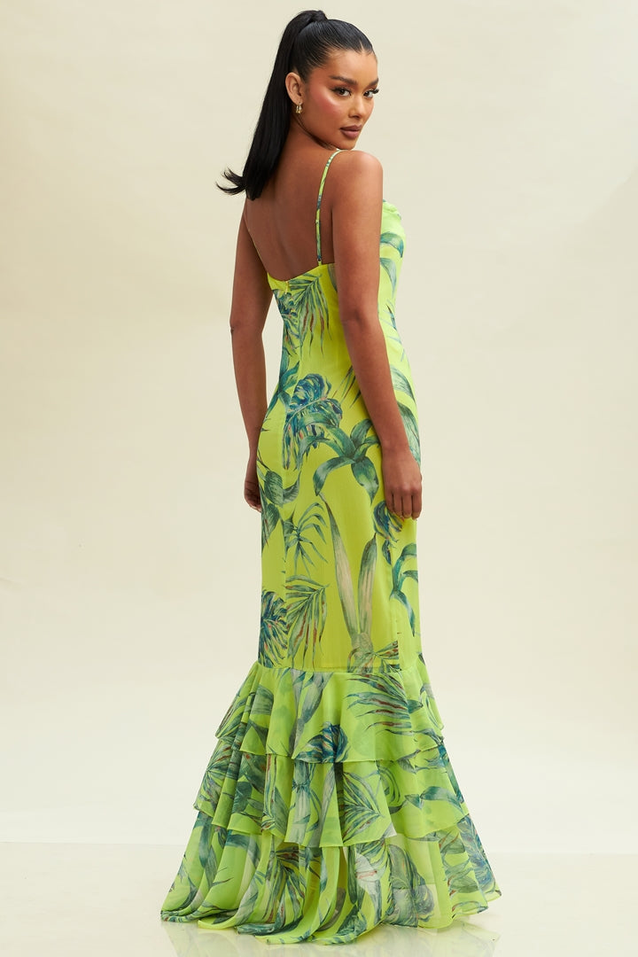 Tropical Leaf Maxi Dress