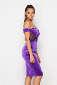 Purple Velvet Bodycon Dress