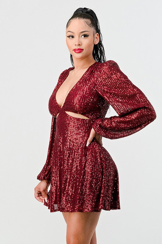 Party Starter Sequin Flare Dress