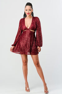 Party Starter Sequin Flare Dress