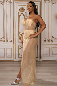Showstopper Bustier Maxi Dress in Nude