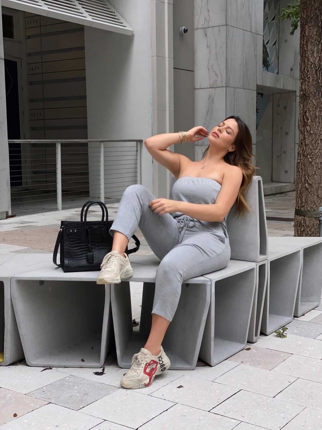 Heather Grey Ankle Length Strapless Jumpsuit