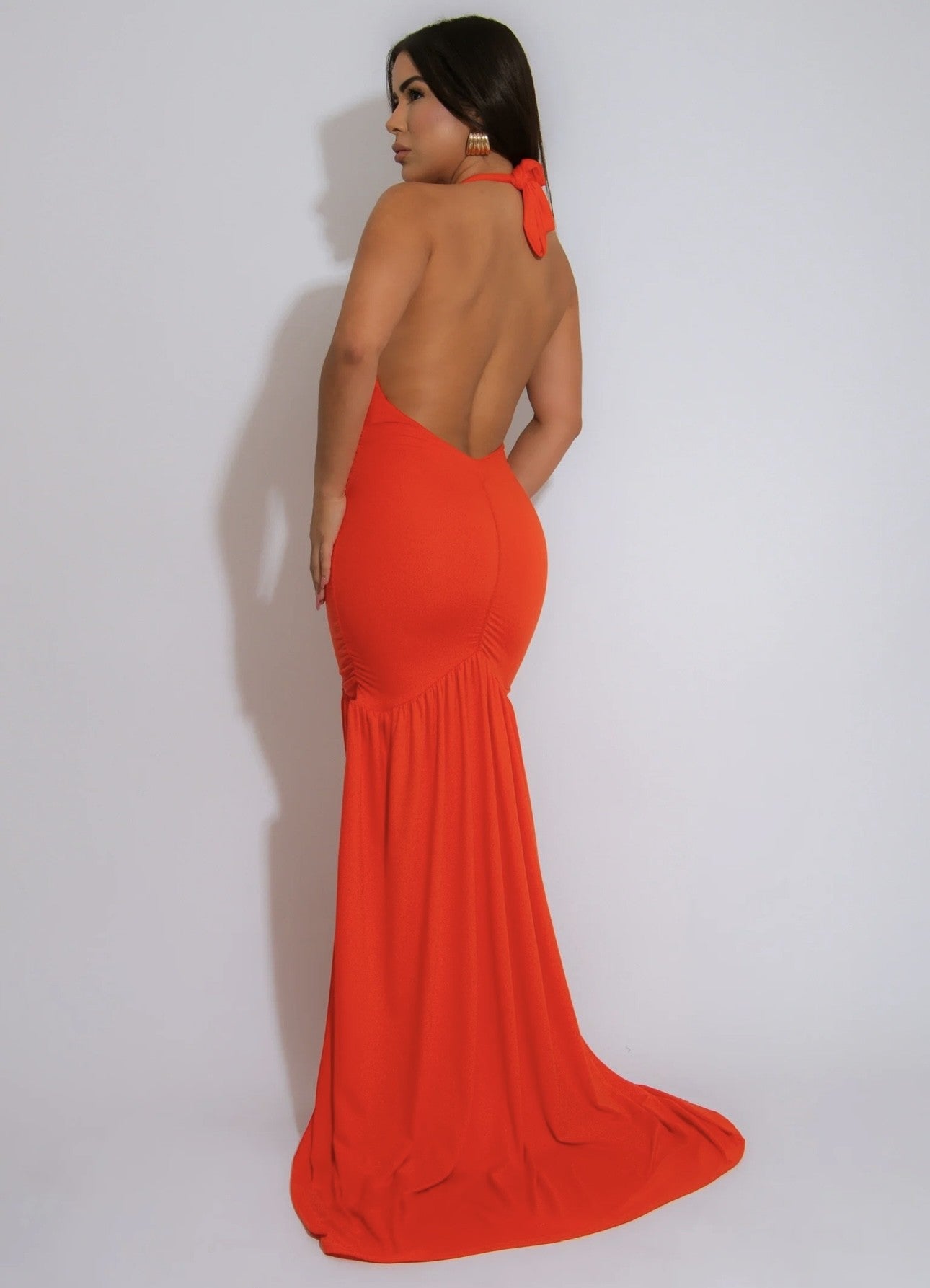 Tangerine Halter Maxi Dress