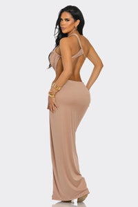 Mocha Twist Slit Maxi Dress