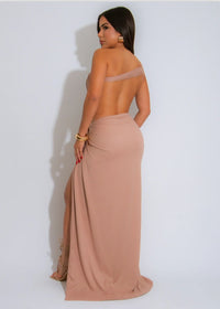 Mocha Twist Slit Maxi Dress