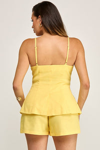 Lemon Linen Tailored Short Set