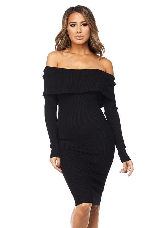 Black Off Shoulder Long Sleeve Dress – Haute Glam Boutique Black Off Shoulder Long Sleeve Dress – Haute Glam Boutique