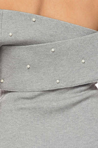 Heather Grey Pearl Embellished Knit Dress