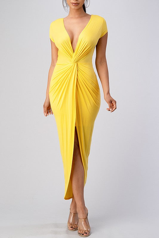 Anytime Yellow Midi Dress