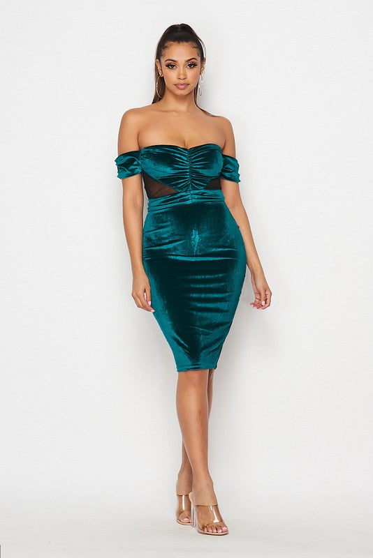 Emerald Velvet Bodycon Dress