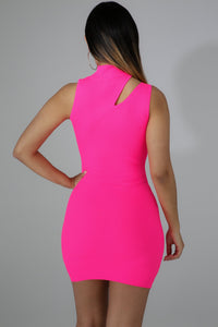 Neon Pink Slash Mini Dress