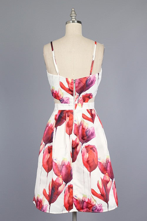 Spring Frenzy Cut-Out Flare Dress