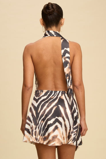 Safari Drape Cowl Mini Dress