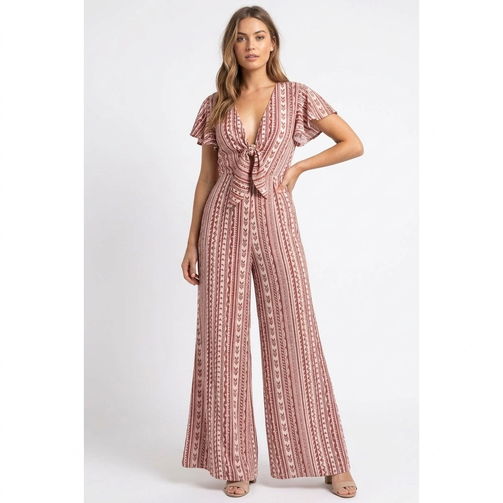Geo Print Wide Leg Jumpsuit
