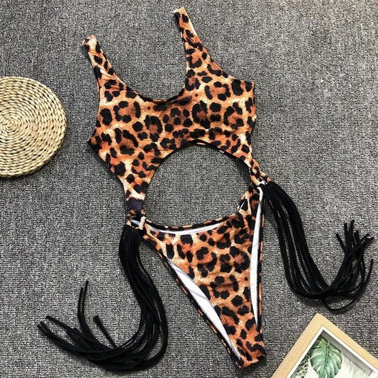Animal Print Cut Out One Piece