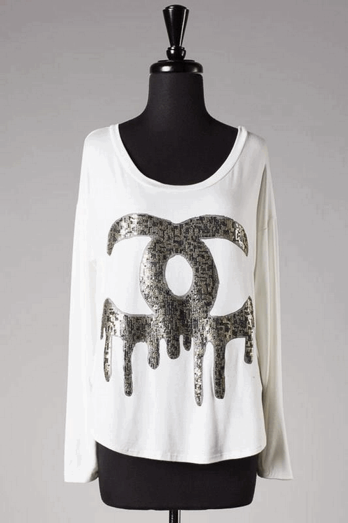 Designer Sequins Logo Top