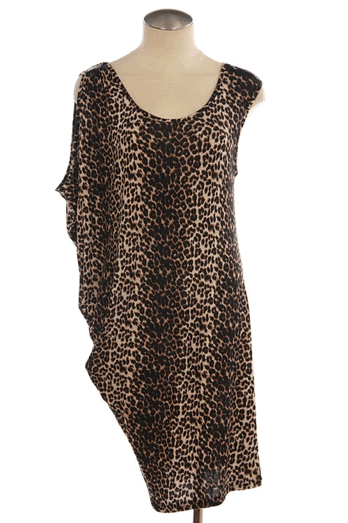Unbalanced Leopard Print Tunic